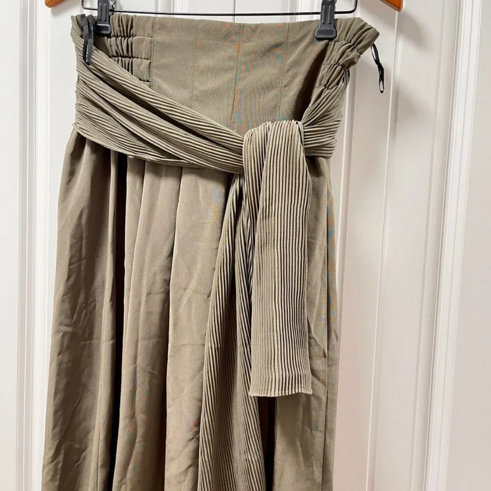 Vintage Wide-Leg Tie Pants Green – S - Picture 5 of 13